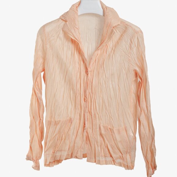 Issey Miyake Pleats Please Peach Crinkle Pleat Jacket - Picture 1 of 8
